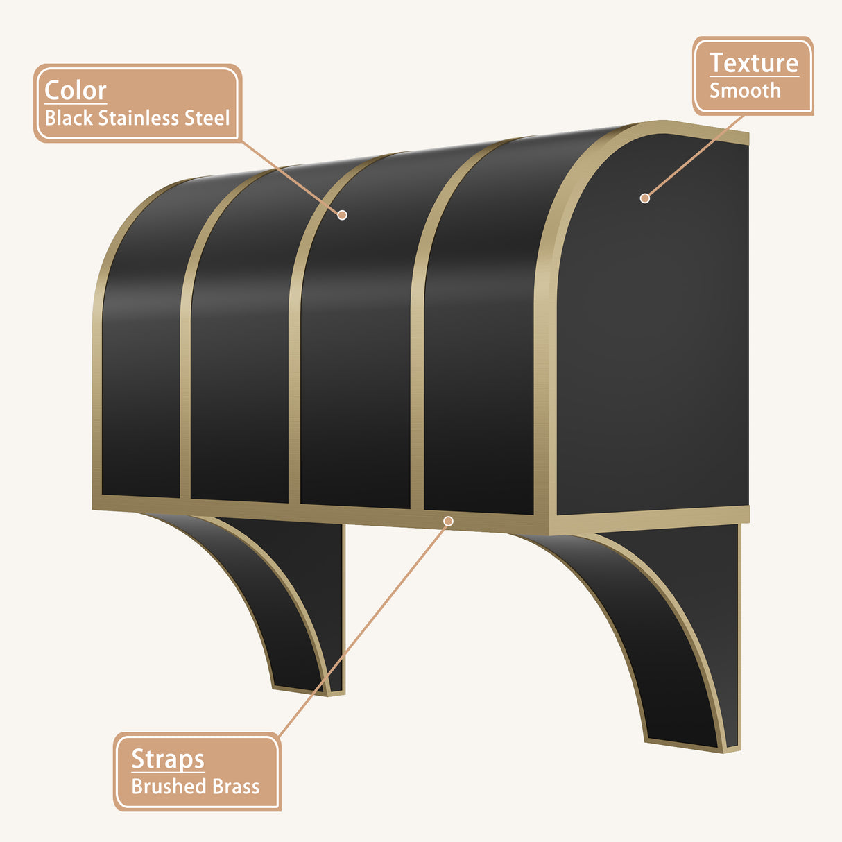 USA Designer Stainless Steel Exhaust Hood Featuring Brass Straps URHS-139