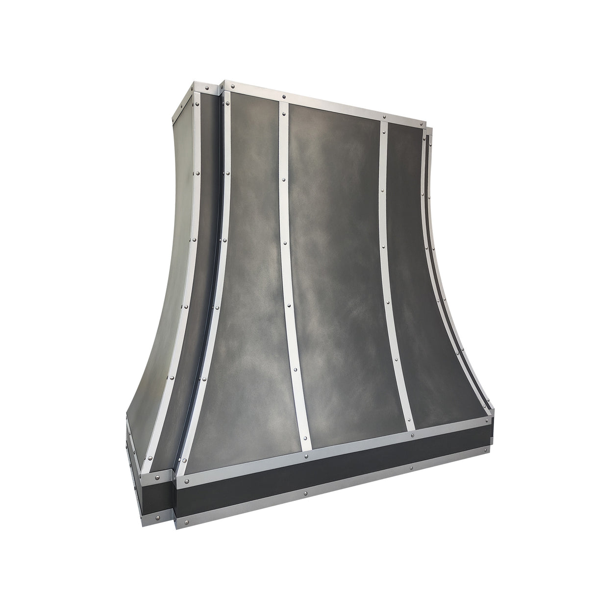 USA Custom Zinc Range Hood with Silver Straps URHZ-05