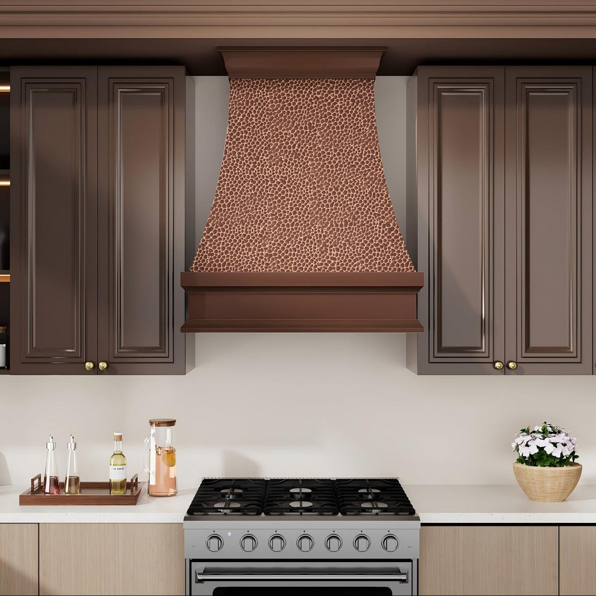 USA Classic Custom Copper Range Hood with Curved Design URHC-14