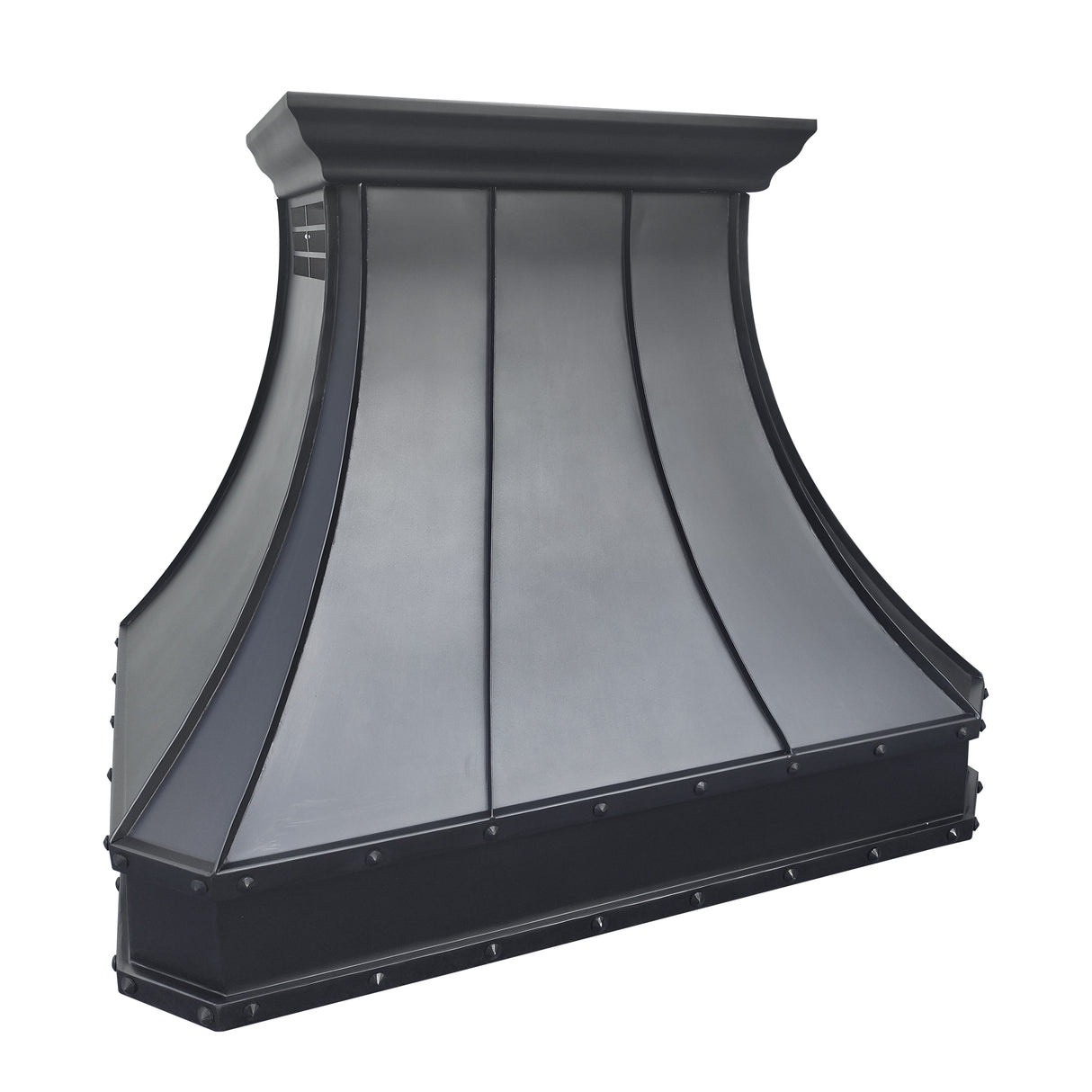 USA Artisan Copper Kitchen Hood with Dark Handmade Details URHC-28