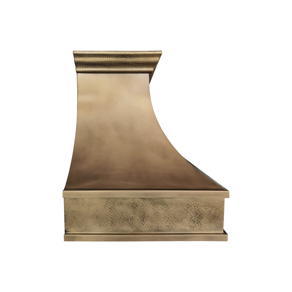 USA Handmade Brass Vent Hood with Heavy Hammered Apron and Crown URHB-131
