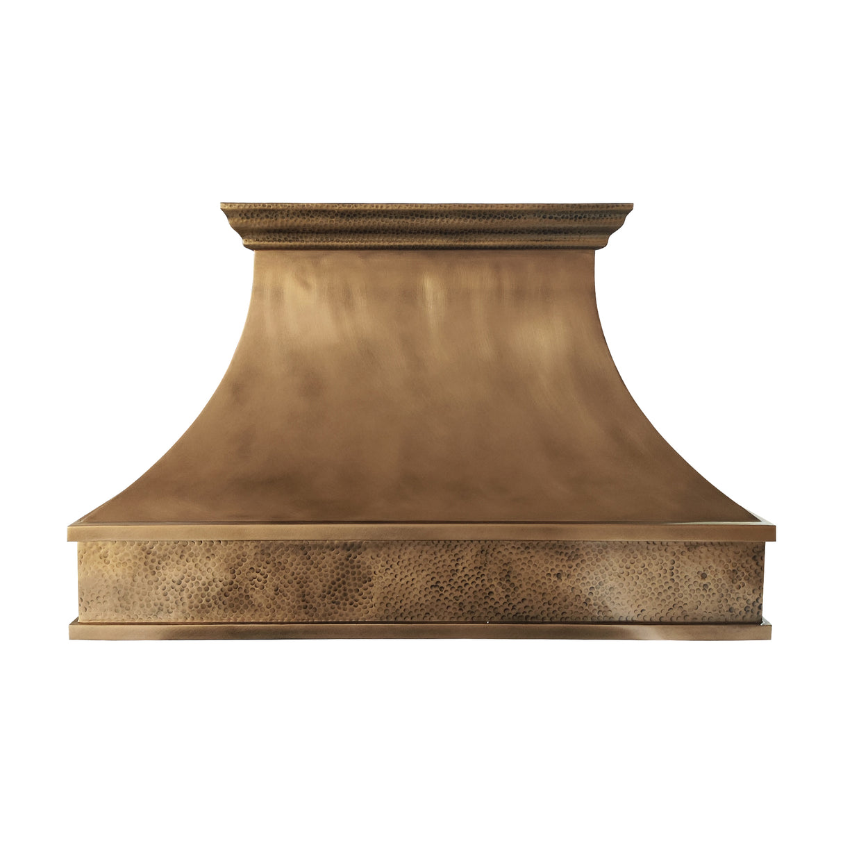 USA Handmade Brass Vent Hood with Heavy Hammered Apron and Crown URHB-131