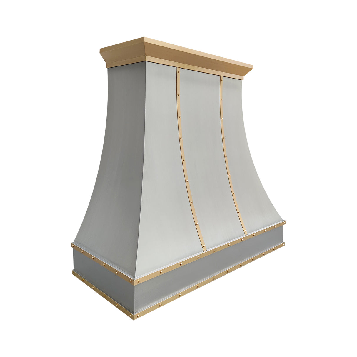 USA Custom Curved Stainless Steel Range Hood with Brass detailing URHS-46
