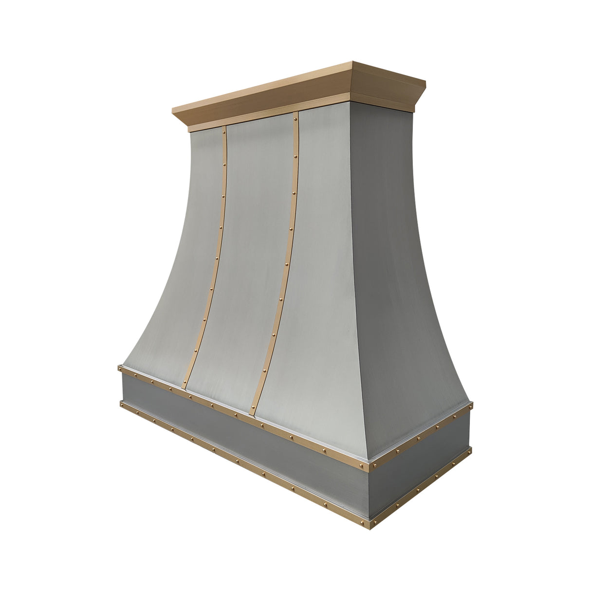 USA Custom Curved Stainless Steel Range Hood with Brass detailing URHS-46
