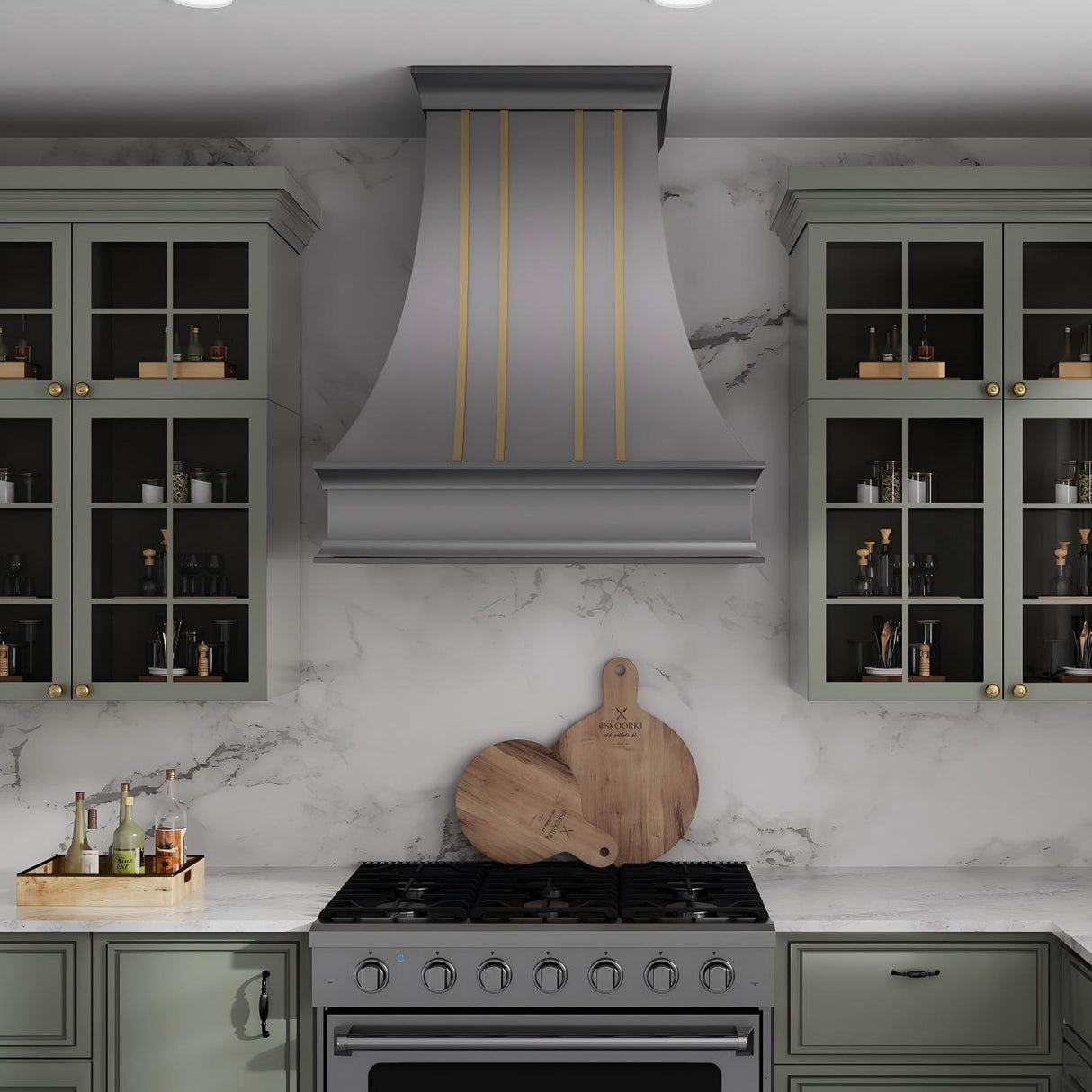 USA Industrial Metal Range Hood with Brass Straps URHS-25