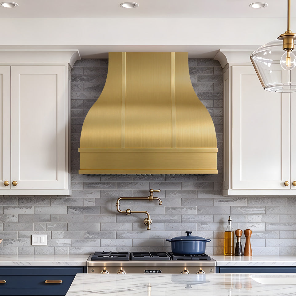 USA Luxury Brass Exhaust Hood with Custom Straps URHB-170