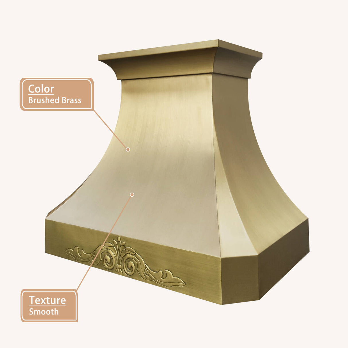 USA California Luxury Brass Range Hood with Decorative Pattern URHB-35