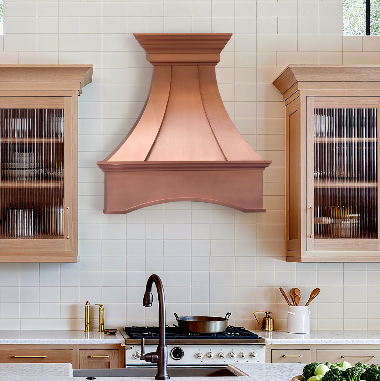 USA Luxury Custom Copper Kitchen Hood with Handcrafted Details URHC-30