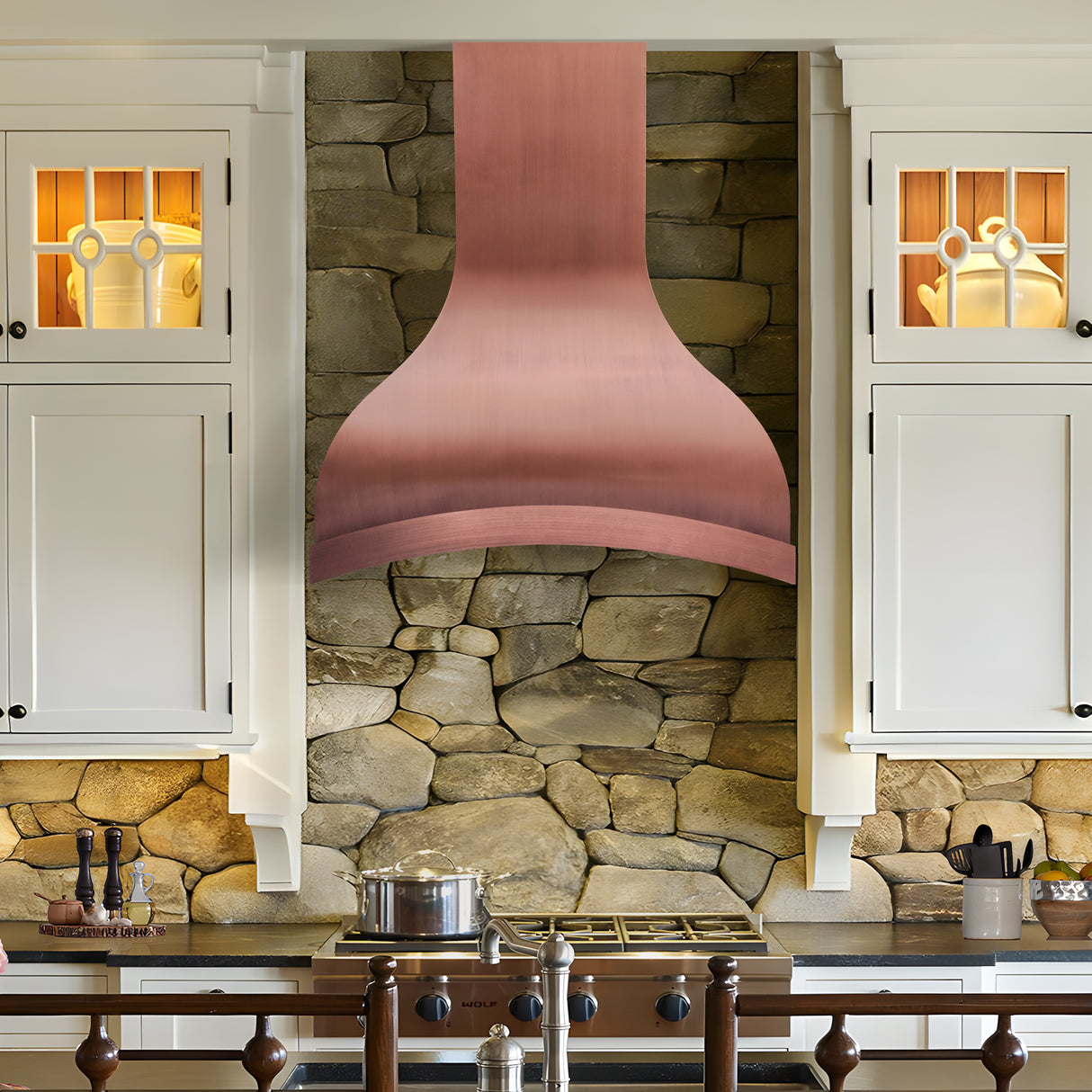 USA Luxury Custom Sloped Copper Kitchen Hood URHC-75