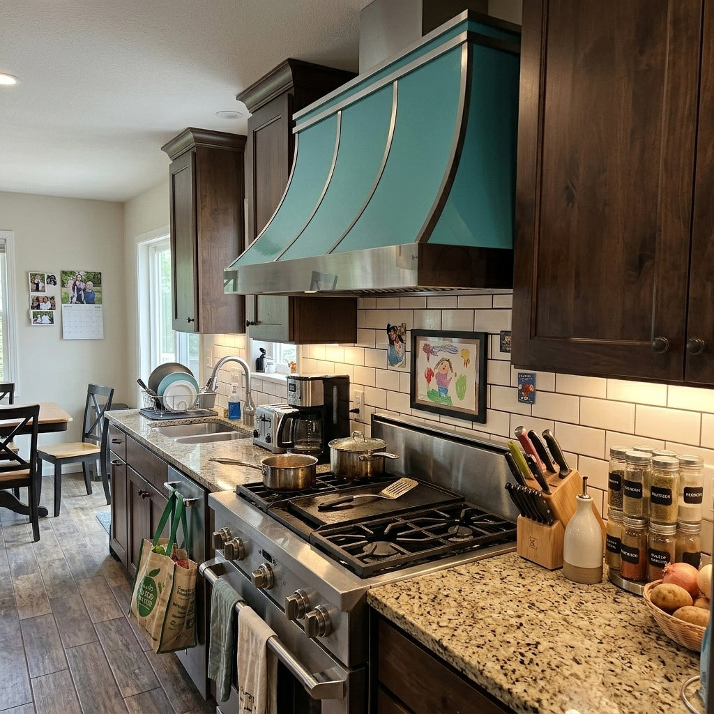 USA Luxury Glossy Blue Stainless Steel Kitchen Hood URHS-217