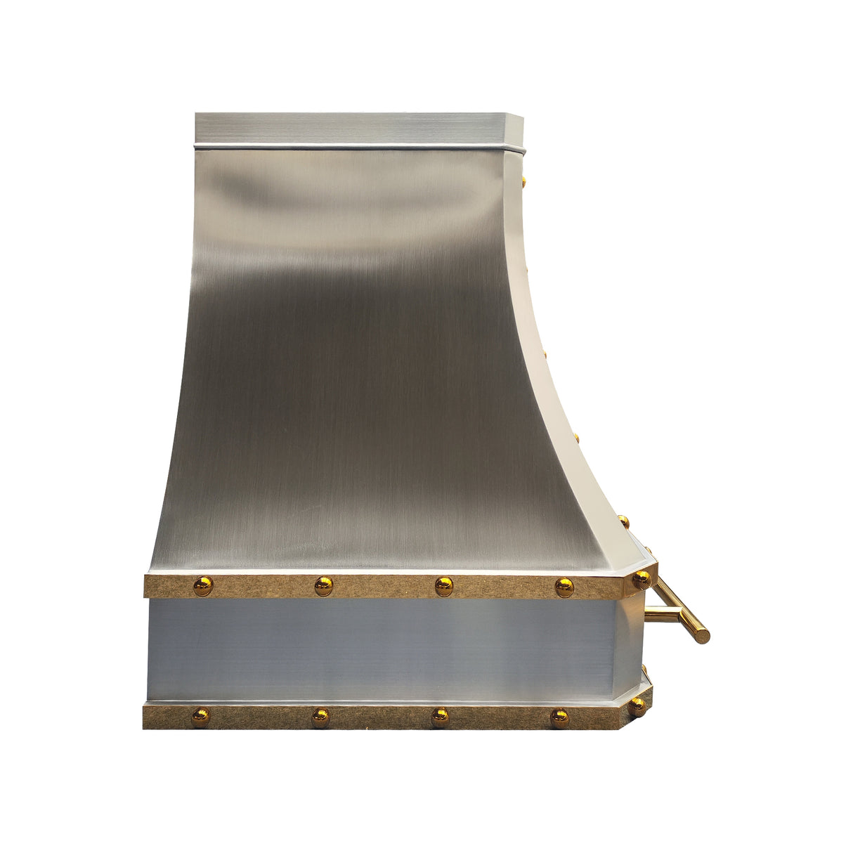 USA Luxury Stainless Steel Vent Hood Featuring Polished Brass Straps URHS-147