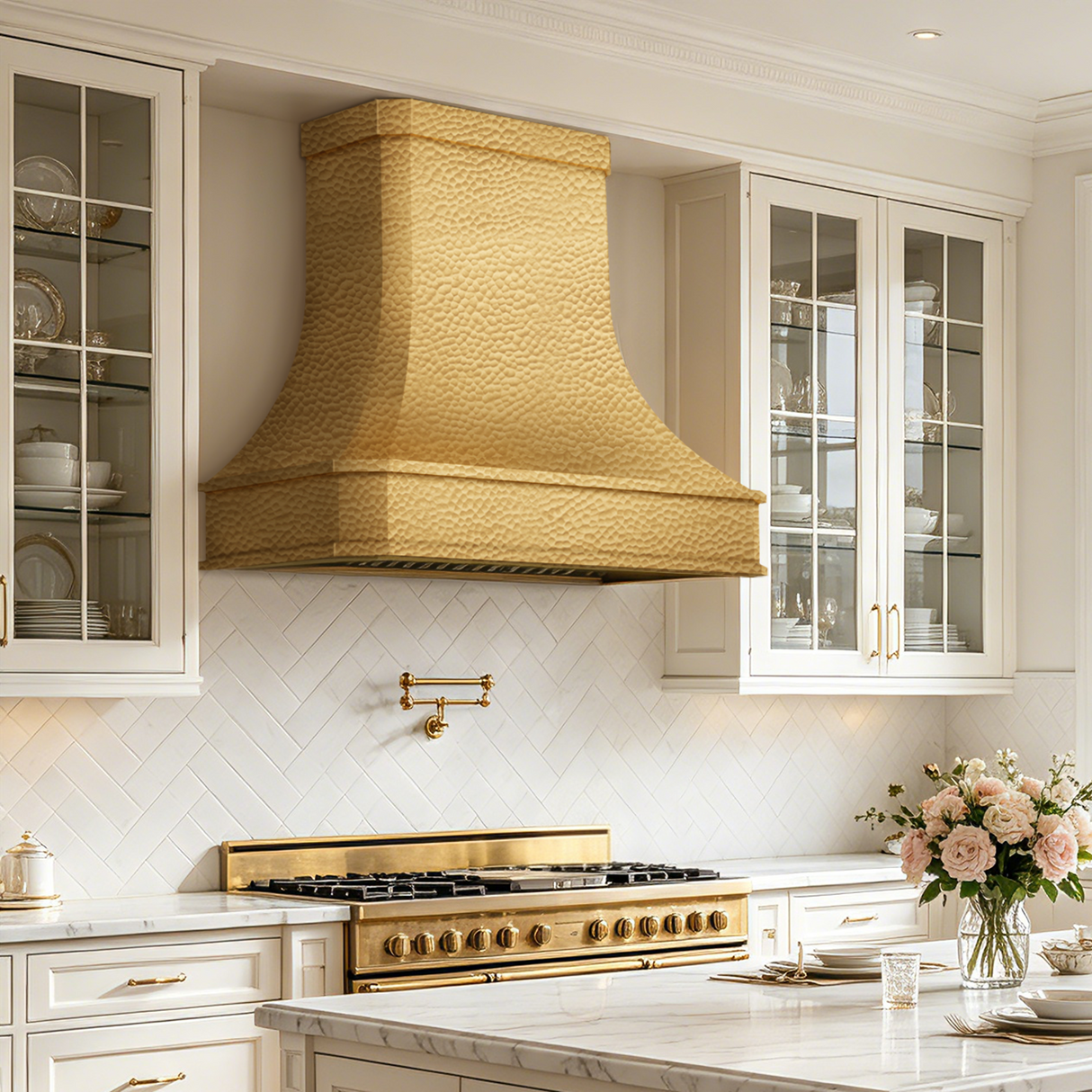 USA Minimal Brass Exhaust Hood with Heavy Hammered Finish URHB-114