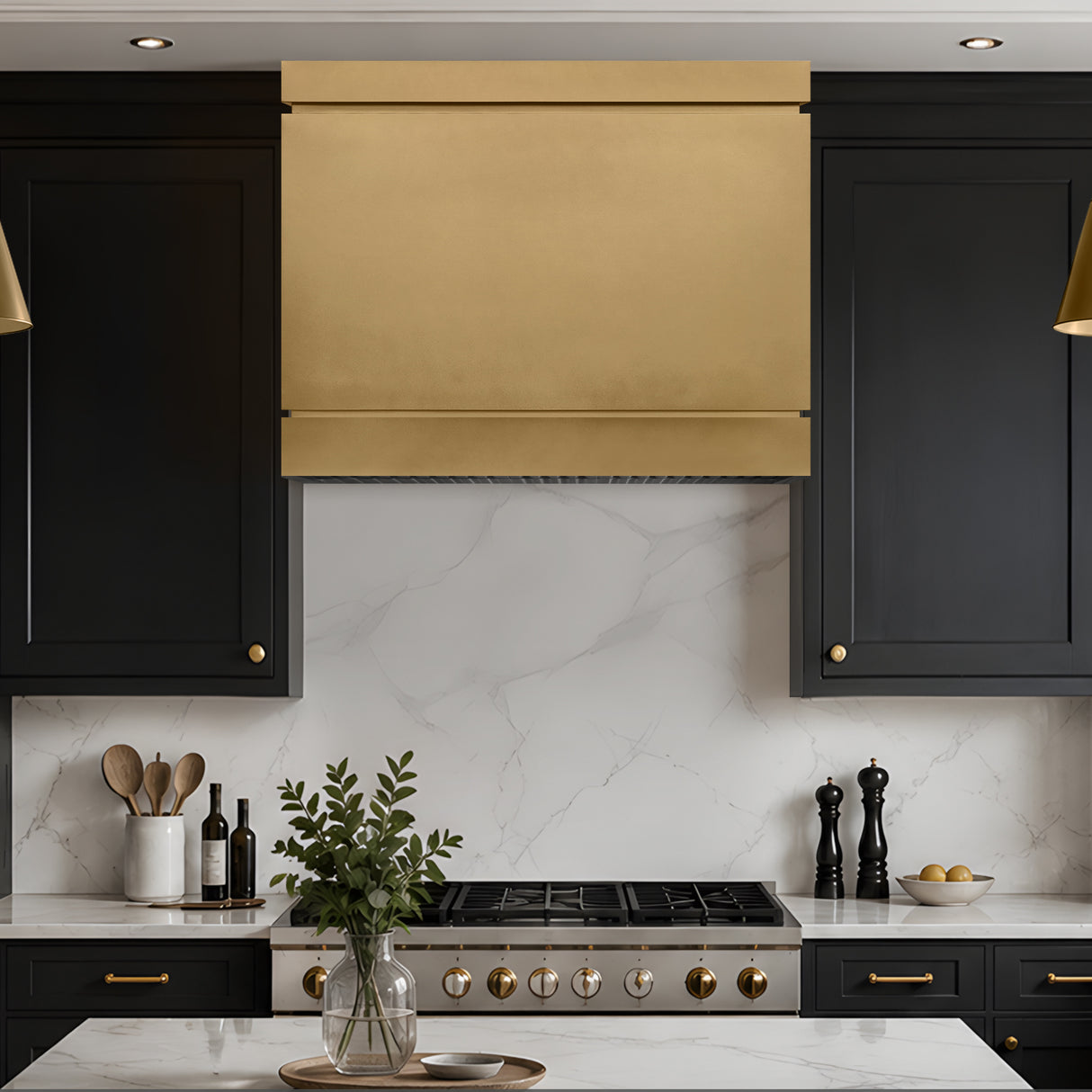 USA Minimal Brass Stove Hood with Box Shaped URHB-119