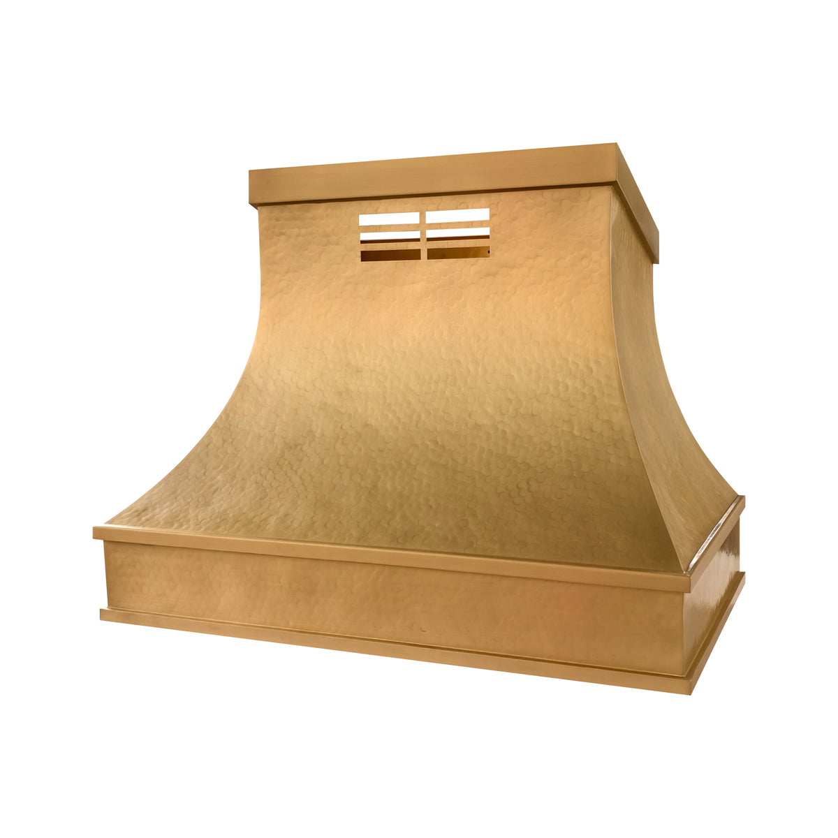 USA Minimal Custom Brass Range Hood with Soft Hammered Finish URHB-166
