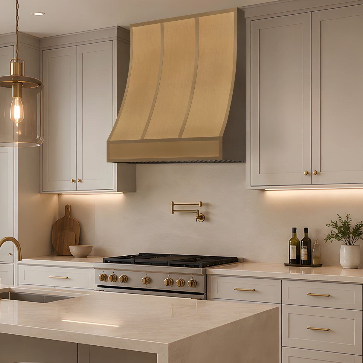USA Minimal Custom Brushed Brass Stove Hood URHB-121