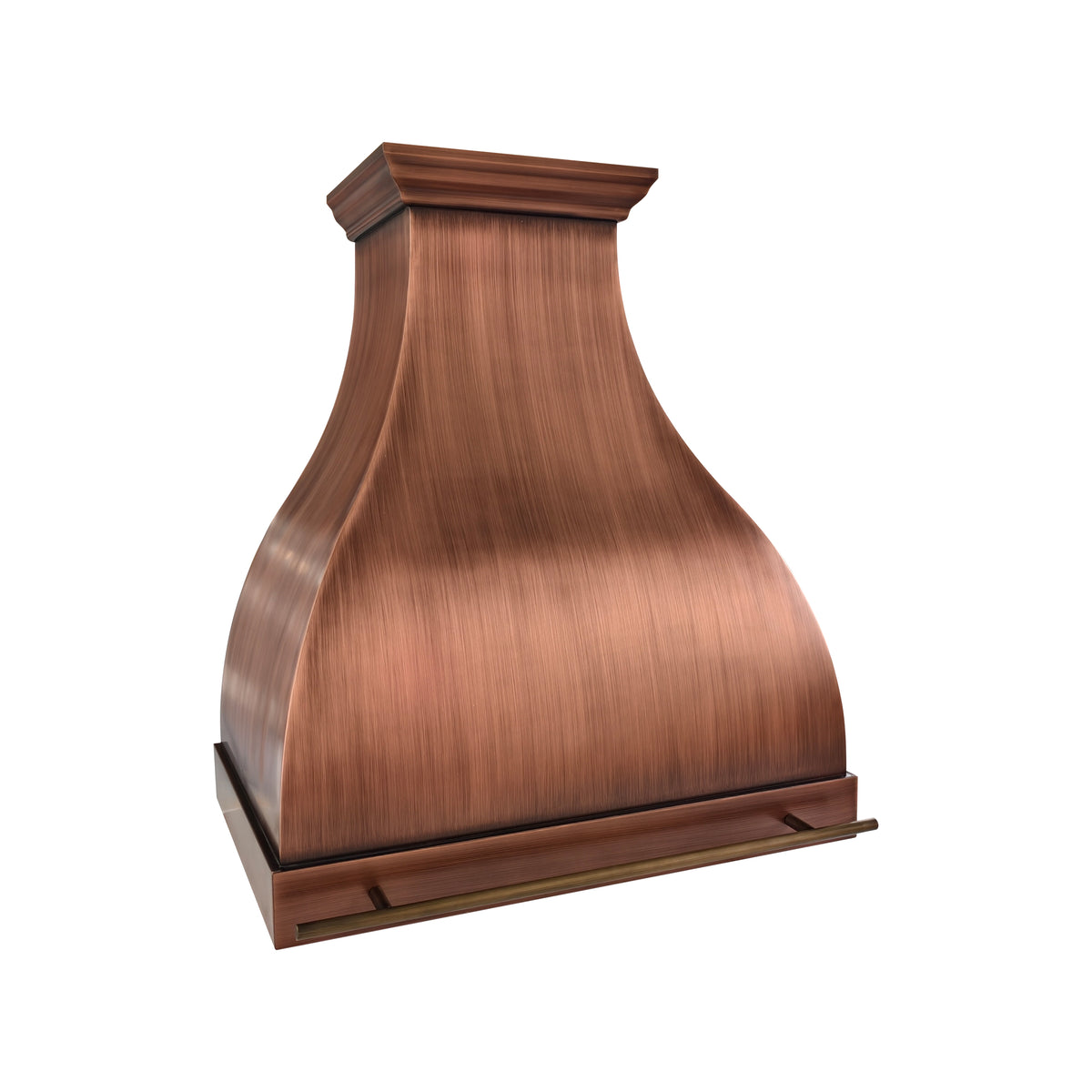 USA Modern Copper Vent Hood with Antique Brass Pot Rack URHC-112