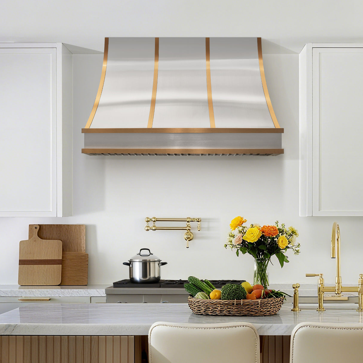 USA Modern Curved Stainless Steel Vent Hood with Straps URHS-05