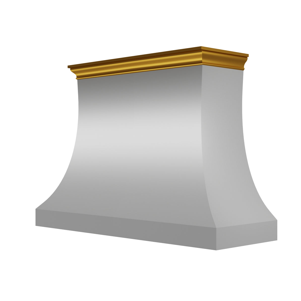 USA Modern Stainless Steel Range Hood with Custom Brass Crown URHS-167
