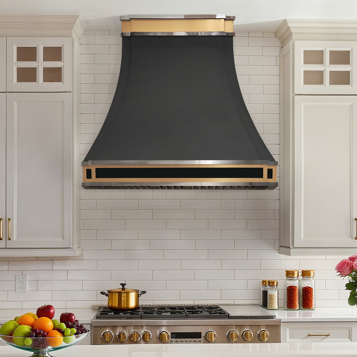 USA Modern Stainless Steel Vent Hood with Black Finish URHS-34
