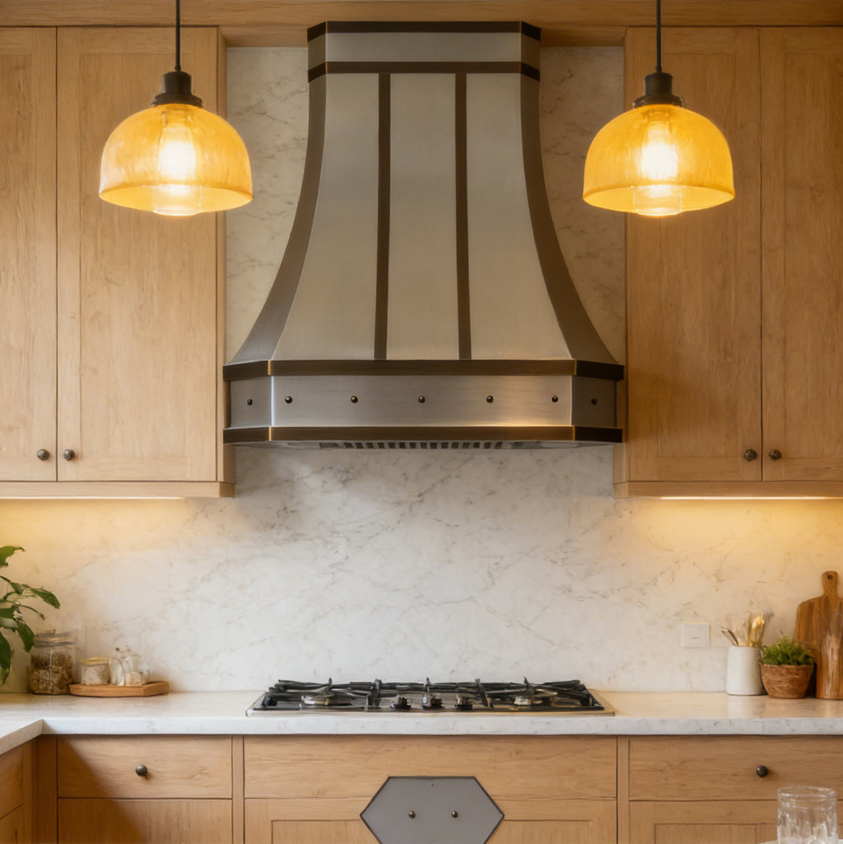 USA San Francisco Custom Stainless Steel Vent Hood with Minimal Straps URHS-93