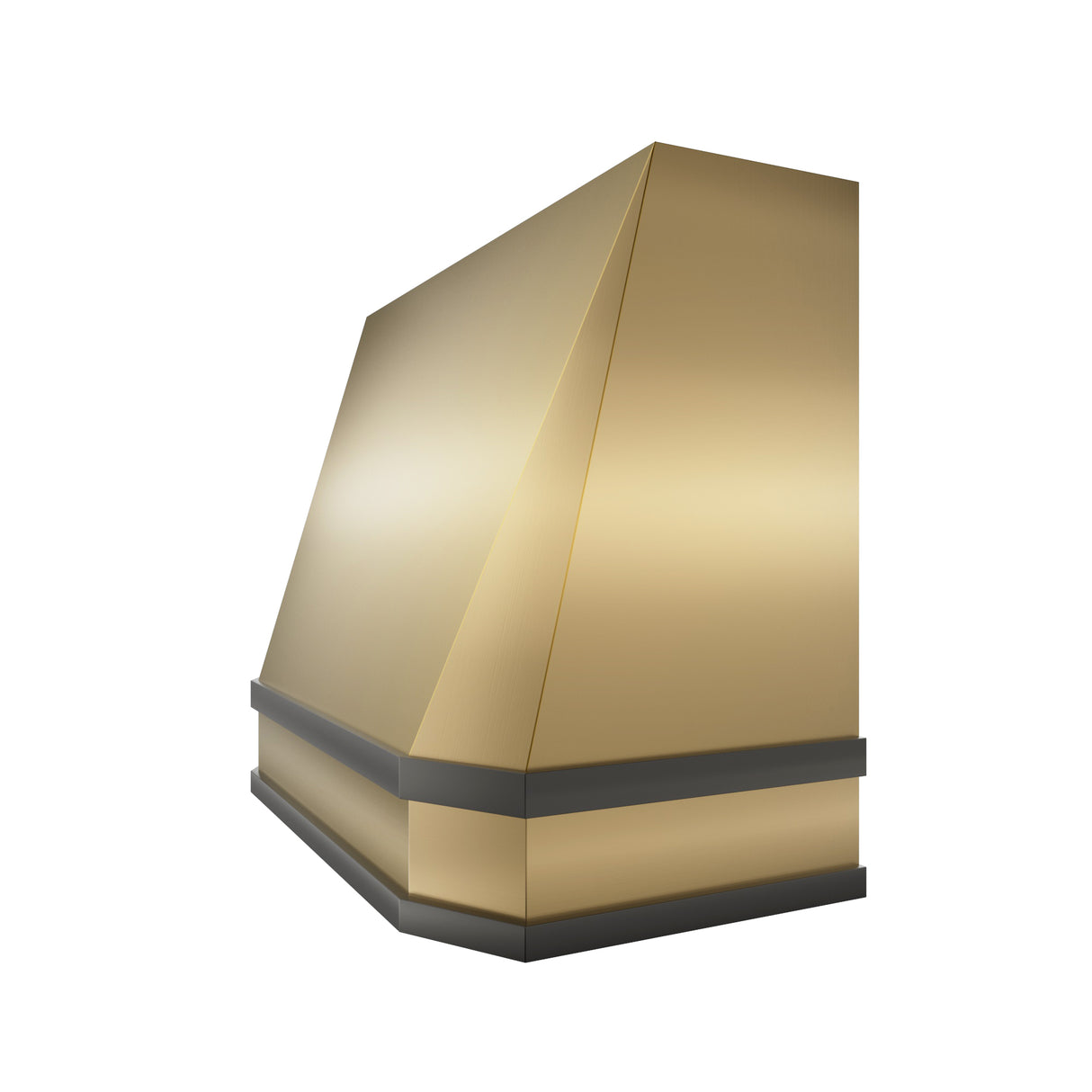 USA Tapered Brass Kitchen Hood with Dark Strap Detailing URHB-10