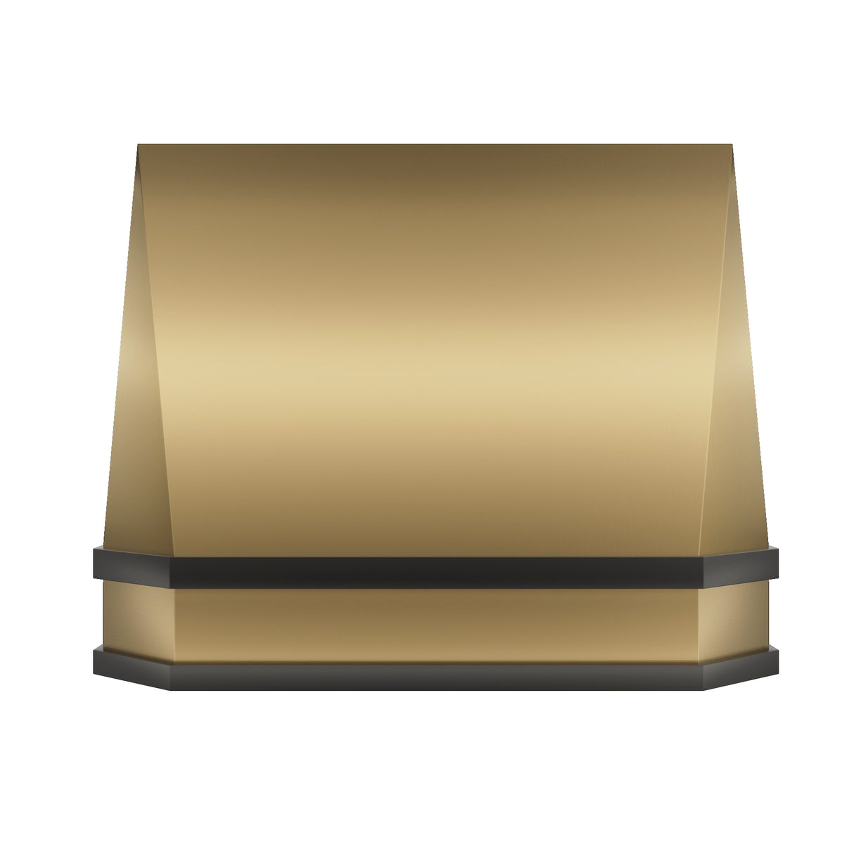 USA Tapered Brass Kitchen Hood with Dark Strap Detailing URHB-10