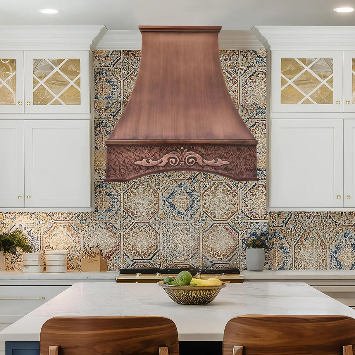 USA Arched Custom Copper Range Hood for Kitchens URHC-04