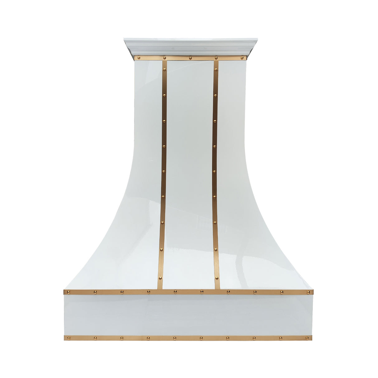USA White Designer Stainless Steel Kitchen Hood with Brass Straps URHS-175