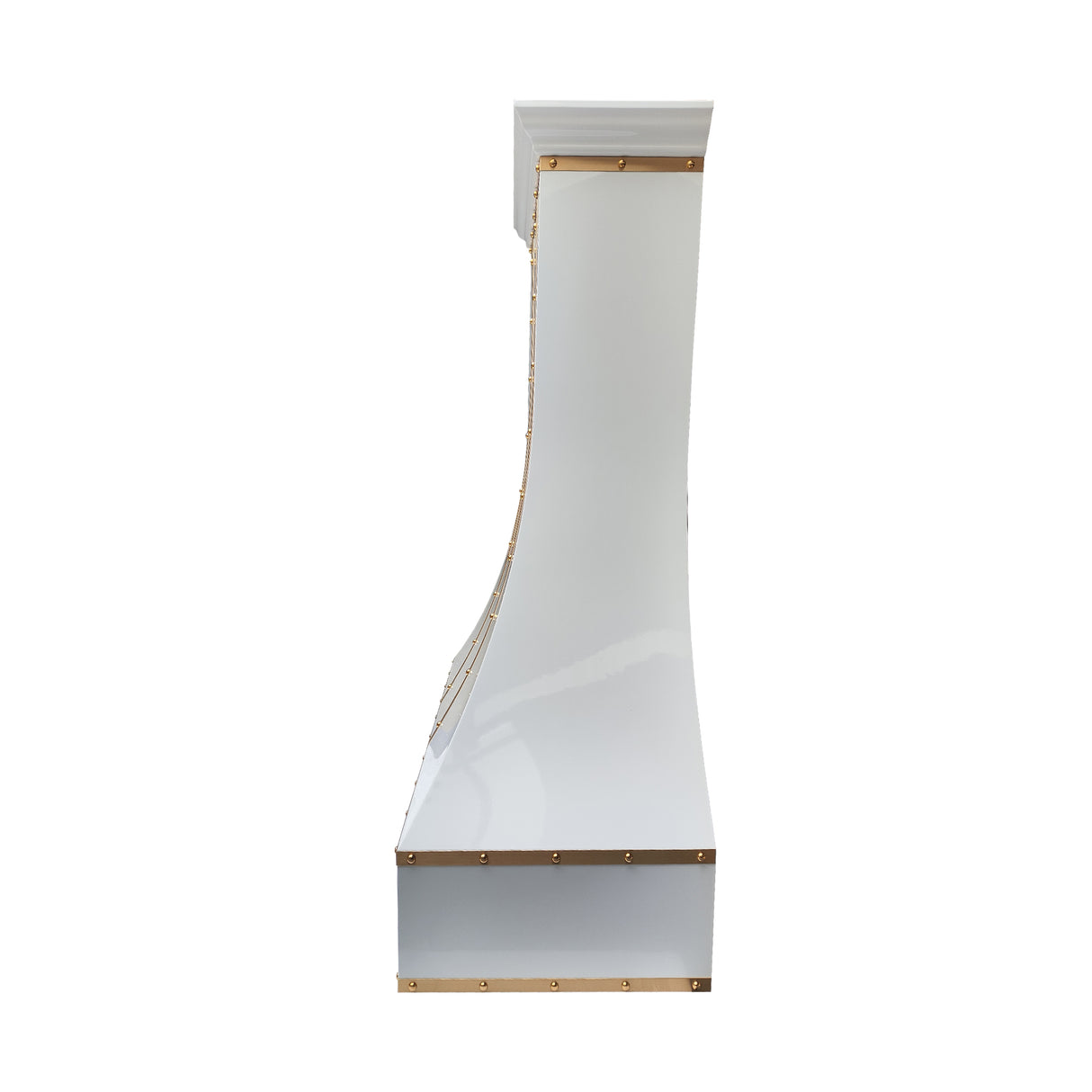 USA White Designer Stainless Steel Kitchen Hood with Brass Straps URHS-175