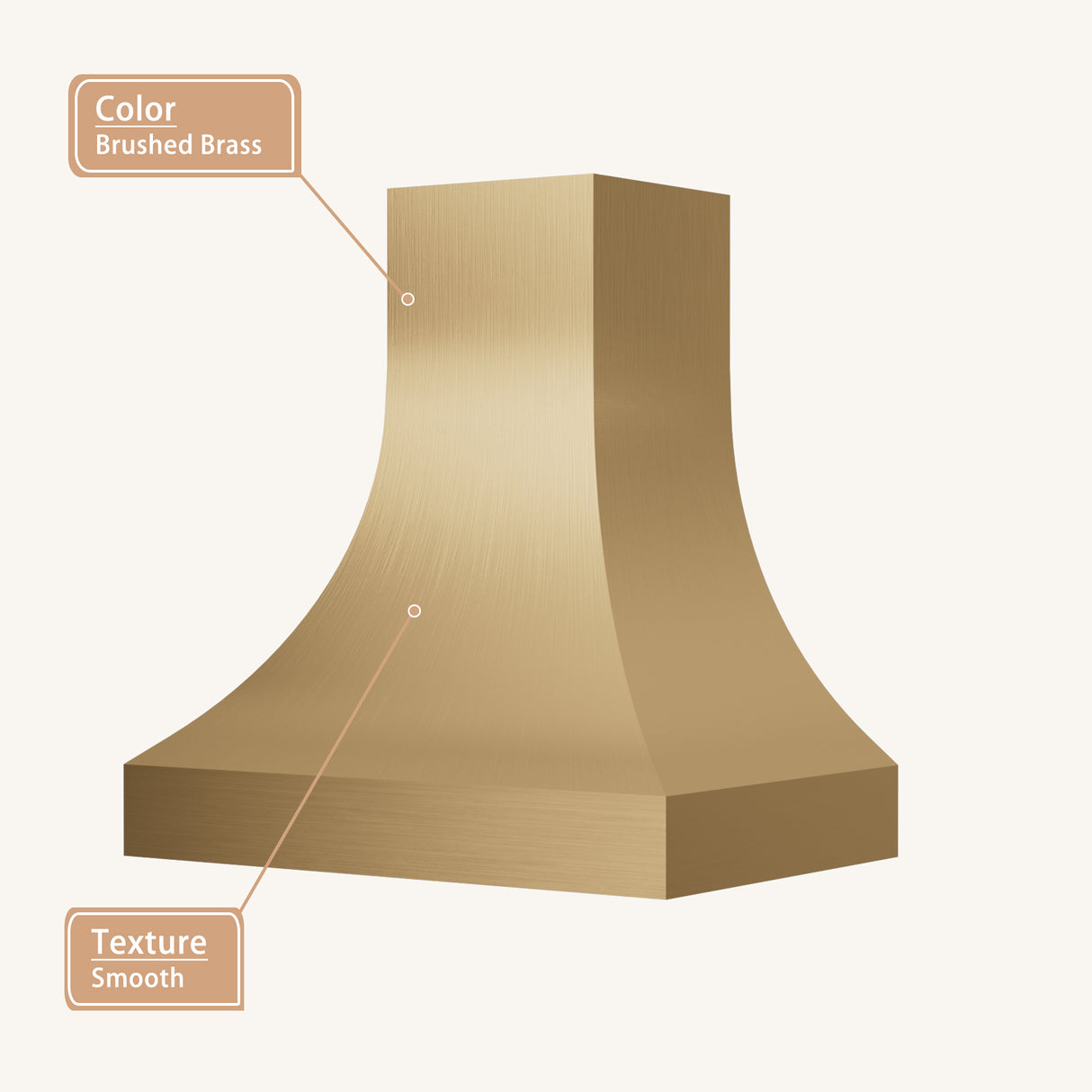 USA Minimal Brass Vent Hood with Clean Curved Shaped URHB-85