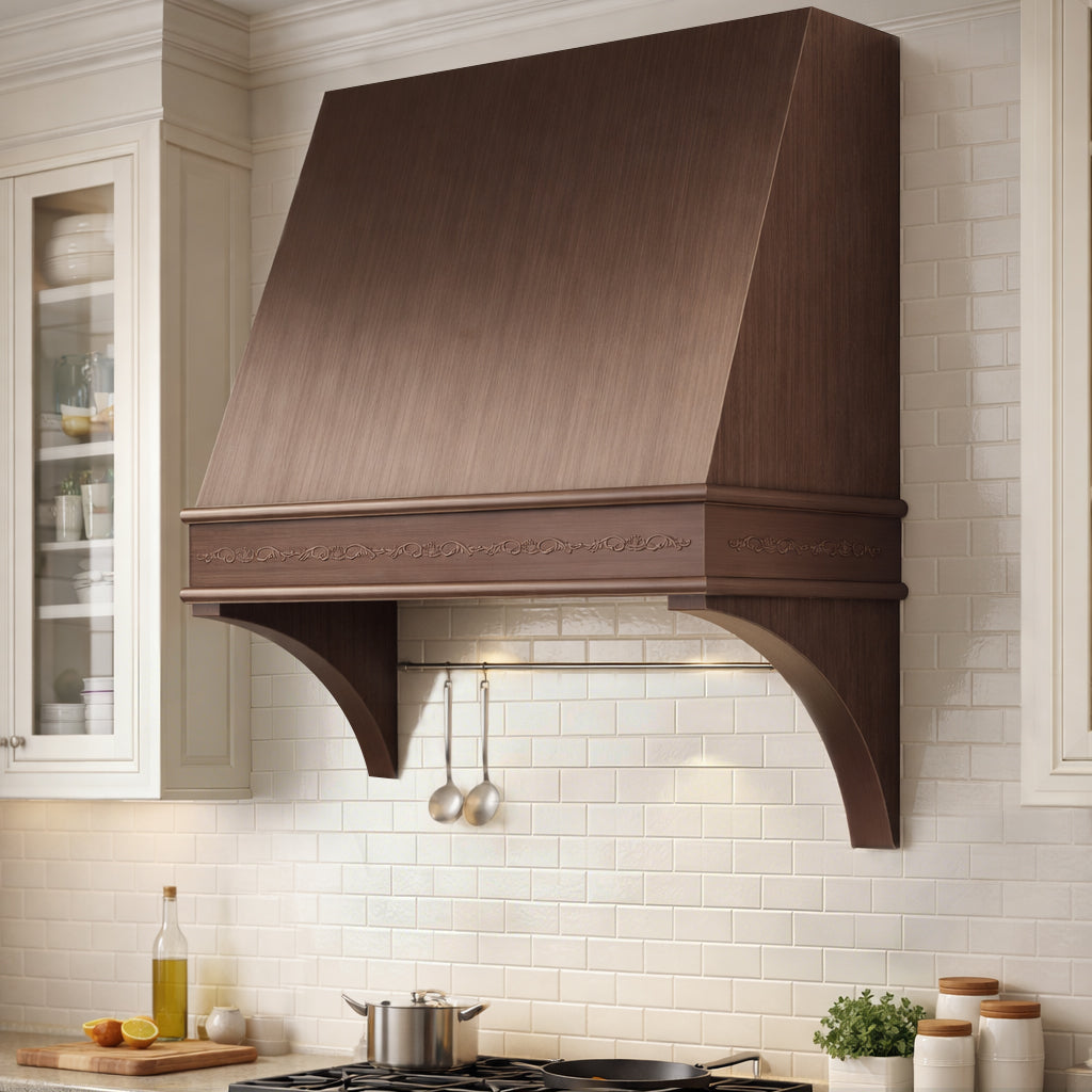 USA Retro Copper Custom Kitchen Hood with Apron URHC-13