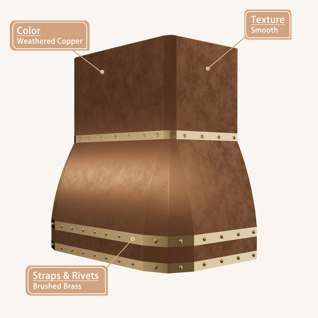 USA Custom Square Bell Copper Range Hood URHC-21