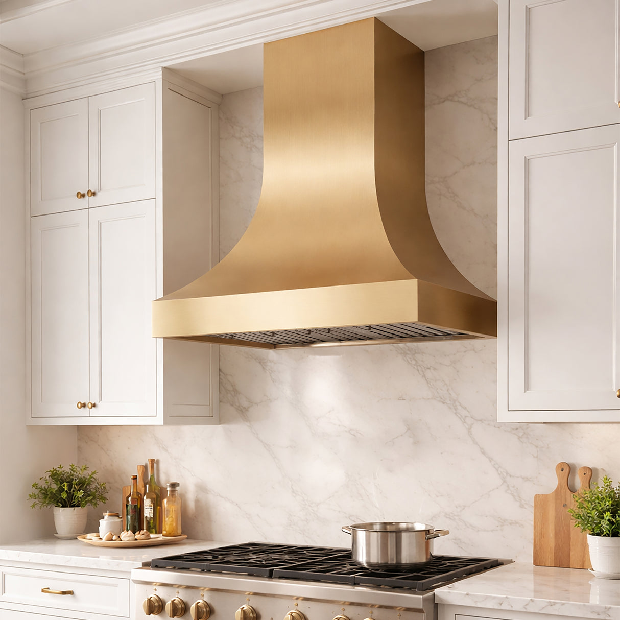 USA Minimal Brass Vent Hood with Clean Curved Shaped URHB-85