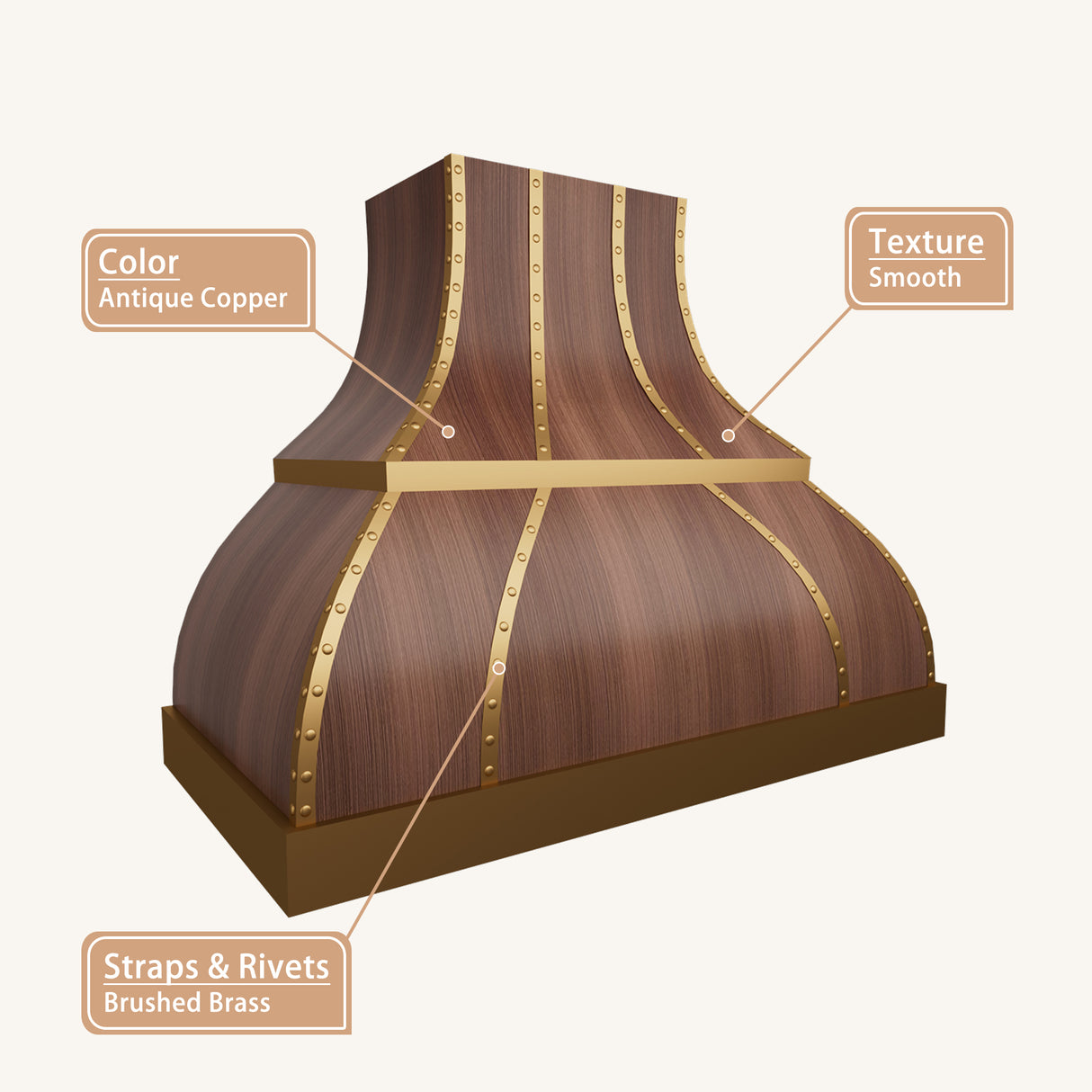 USA Classic Antique Copper Range Hood with Bell Shaped URHC-79