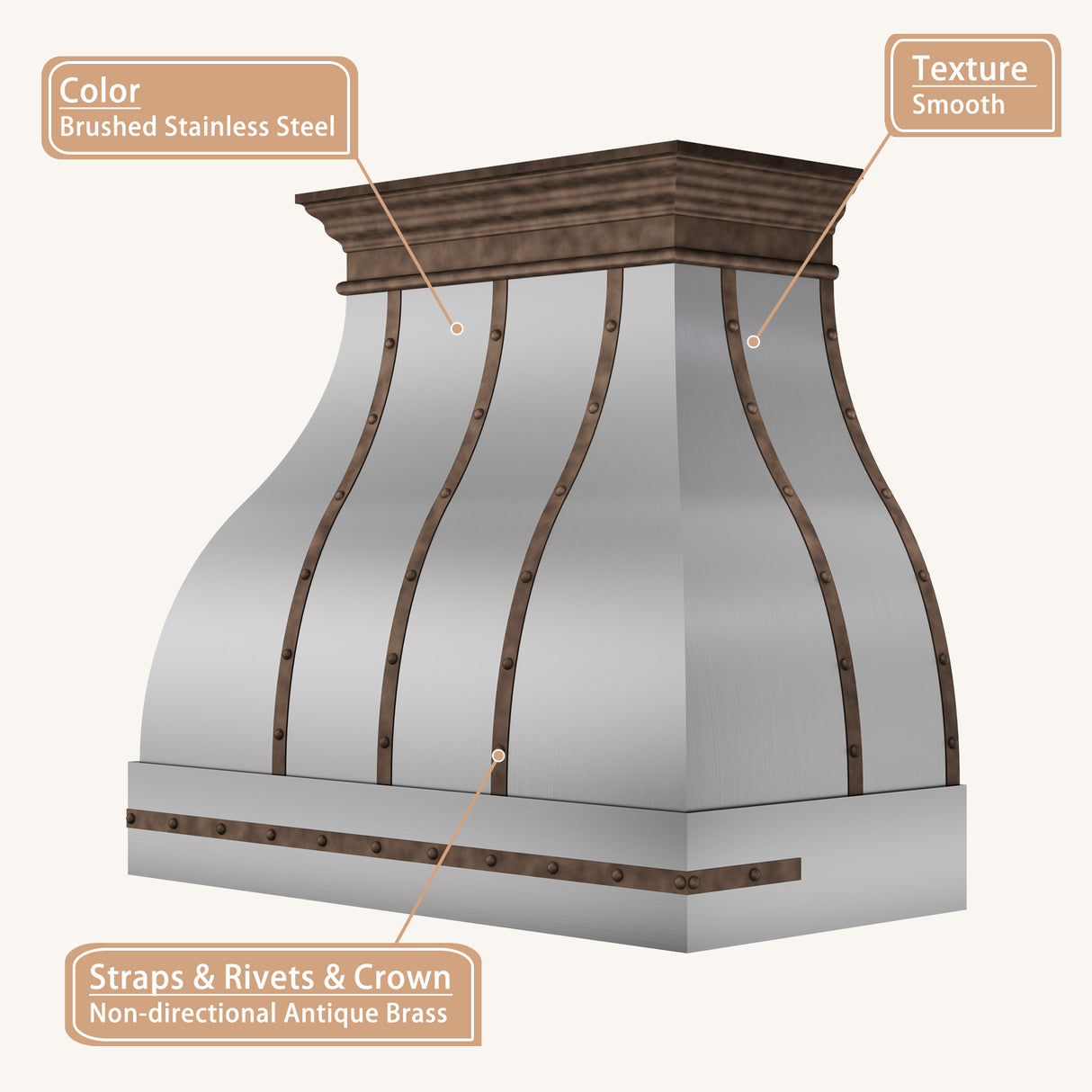USA Modern Stainless Steel Vent Hood Featuring Classic Straps URHS-149