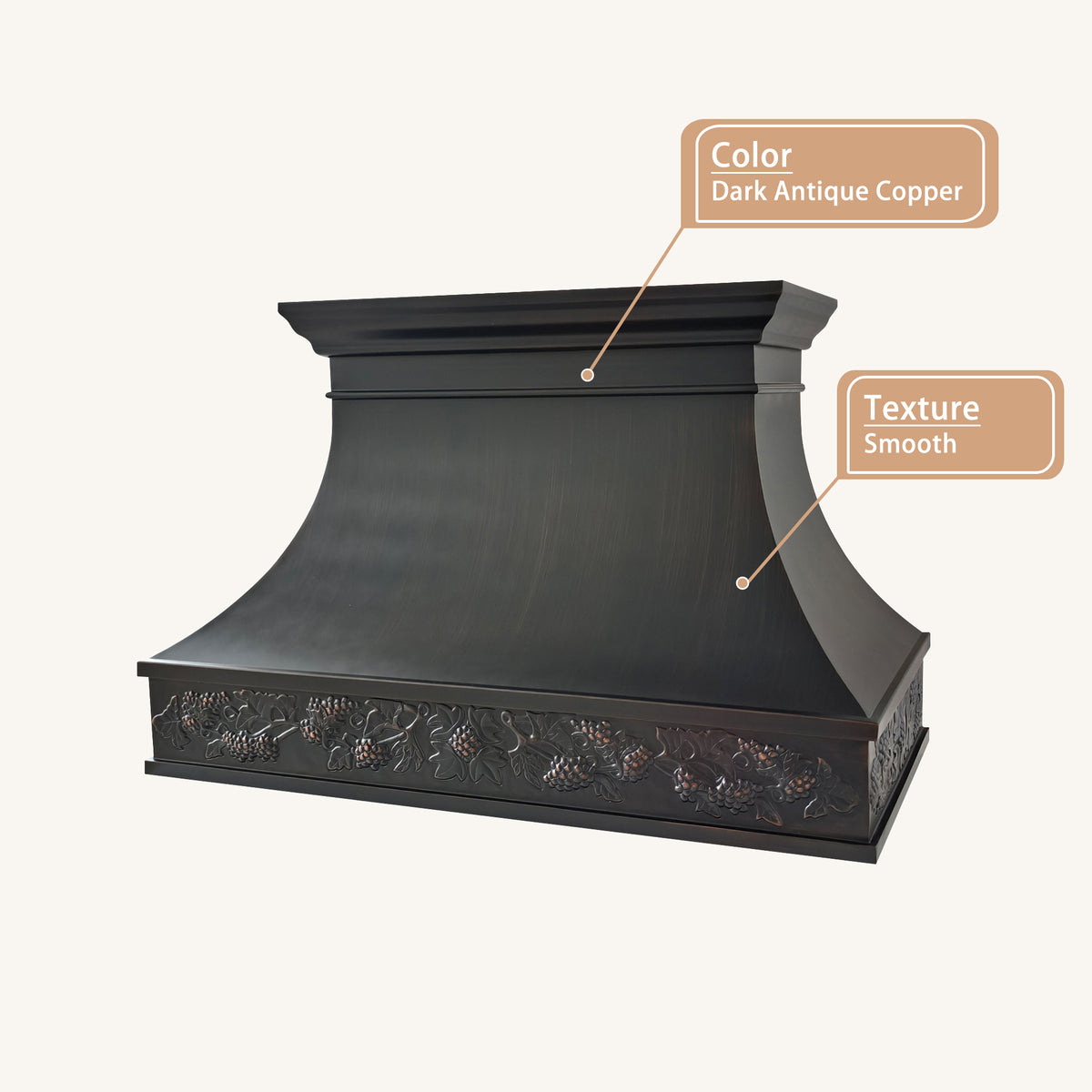 USA Classic Dark Antique Handcrafted Copper Vent Hood URHC-116