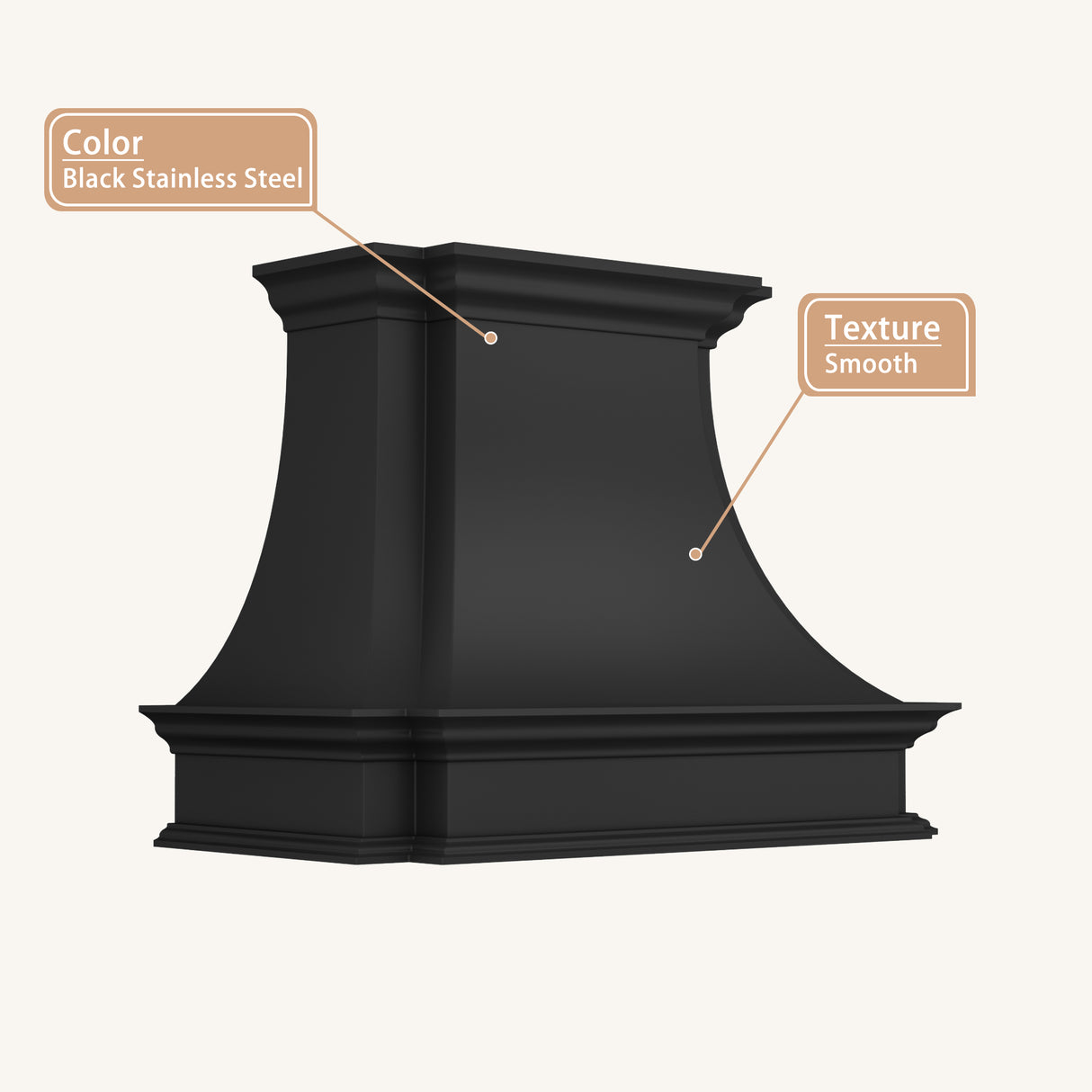 USA Black Artisan Handmade Stainless Steel Stove Hood URHS-241