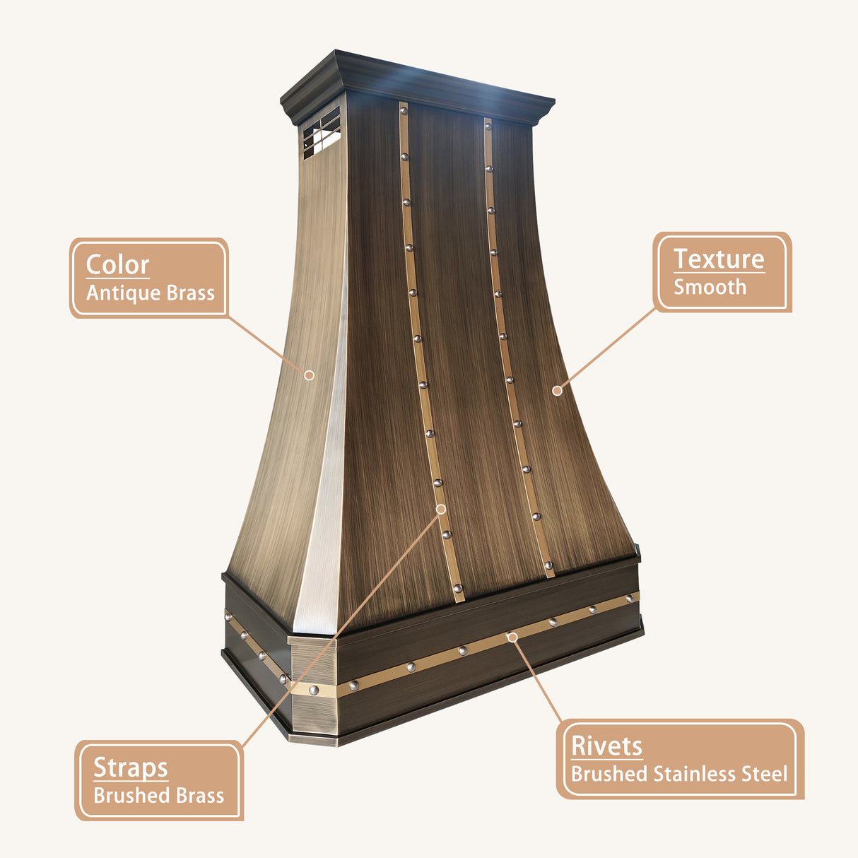 USA Classic Antique Brass Exhaust Hood URHB-99