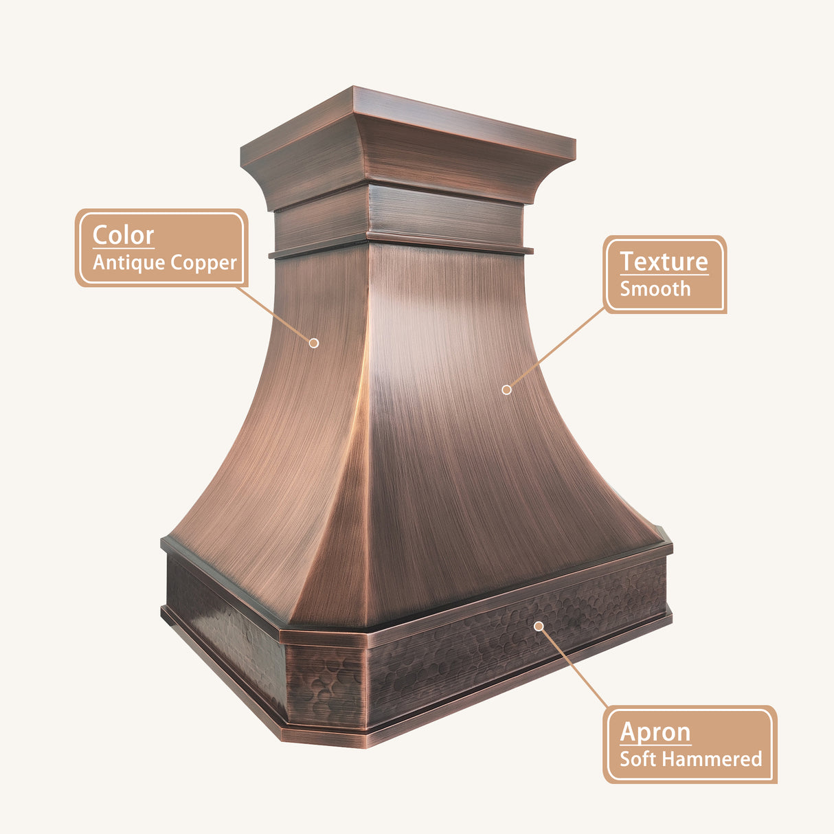 USA Classic Handcrafted Antique Copper Exhaust Hood URHC-109
