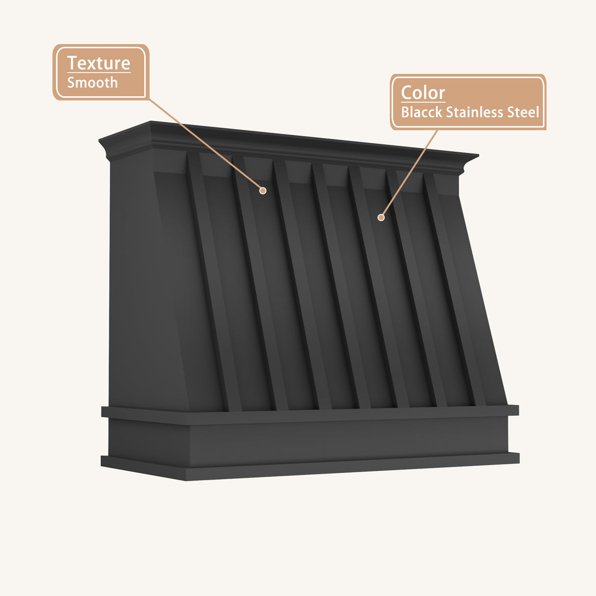 USA Black Stainless Steel Kitchen Hood with Artisan Shaped URHS-159
