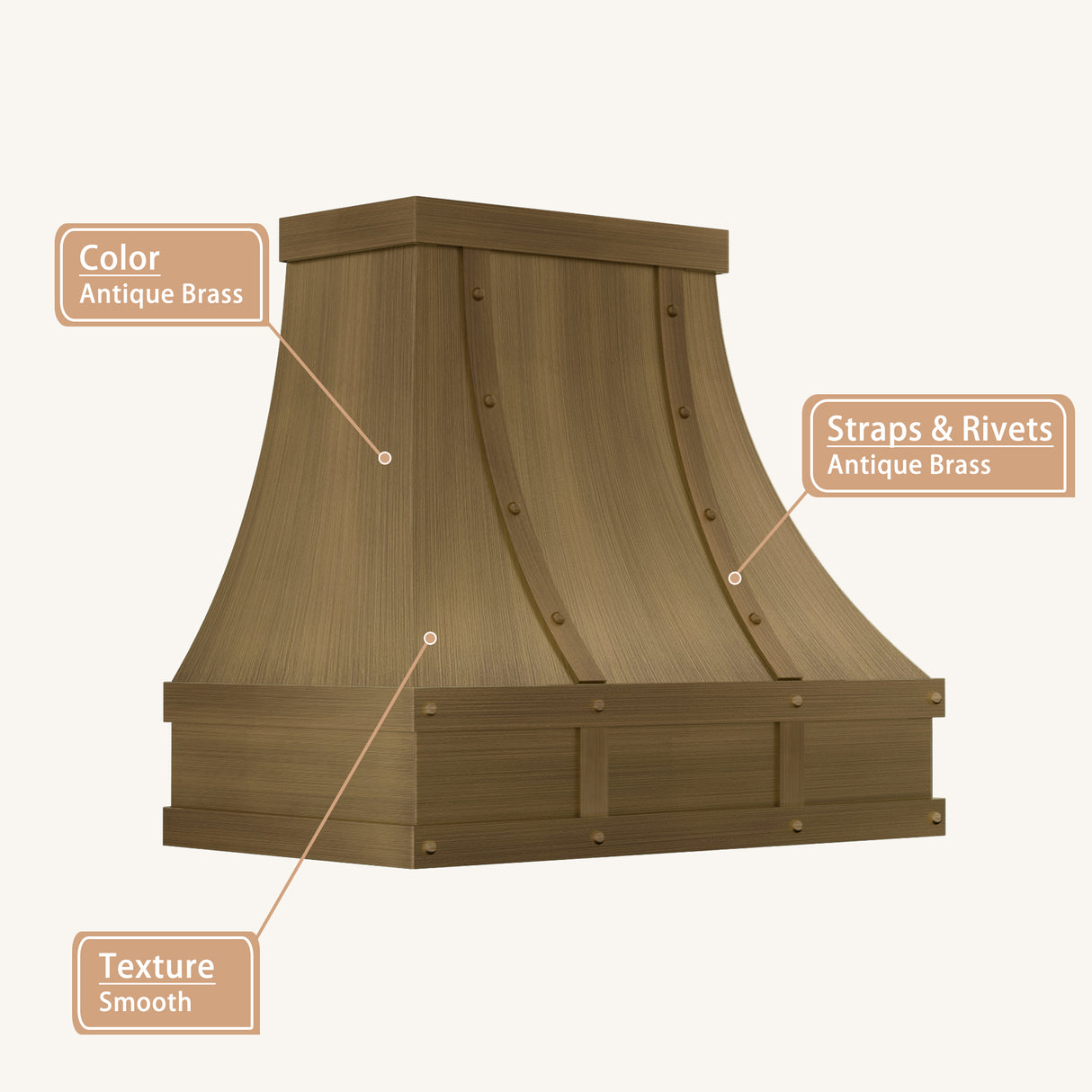 USA Classic Custom Antique Brass Exhaust Hood URHB-125
