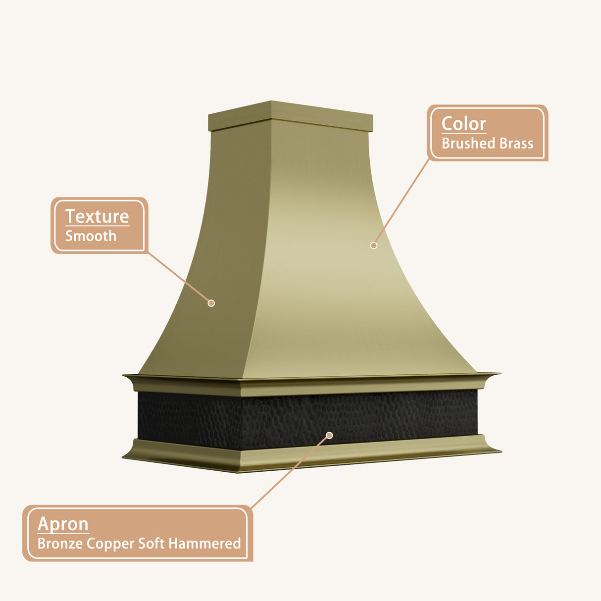 USA Classic Brass Stove Hood with Bronze Copper Apron URHB-112