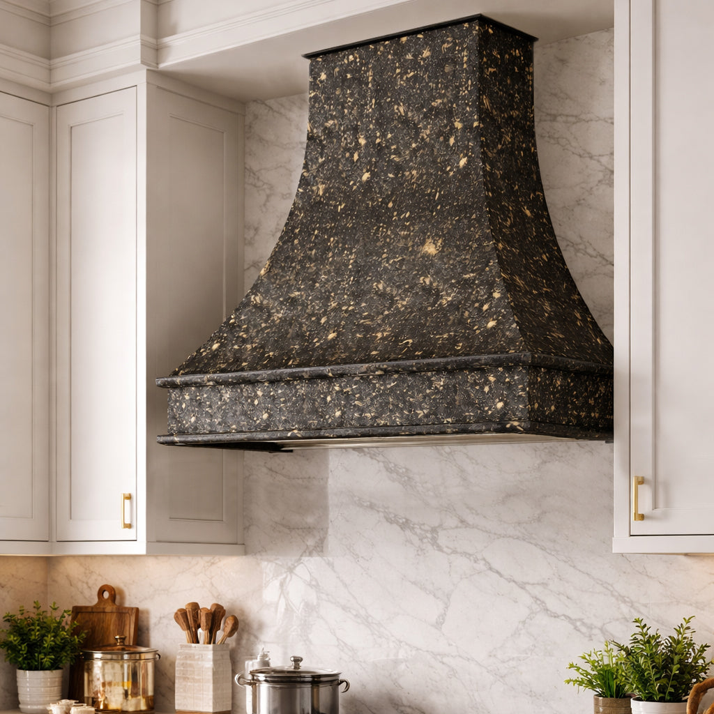 USA Luxury Midnight Brass Vent Hood with Heavy Hammered Texture URHB-70