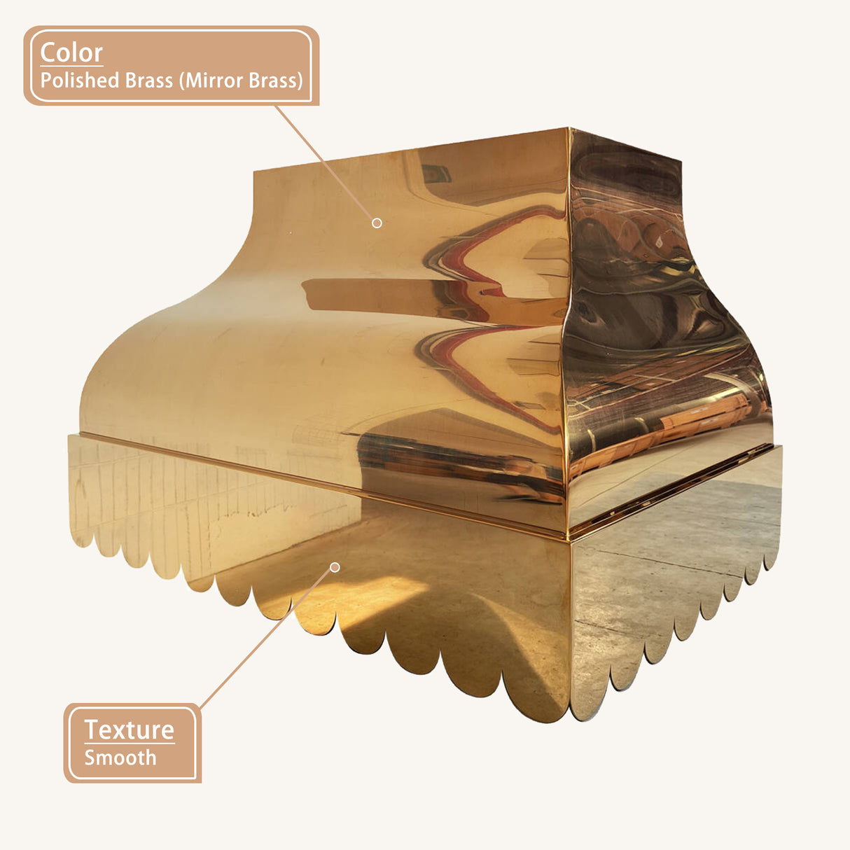 USA Luxury Polished Brass Vent Hood with Bell Shaped URHB-156