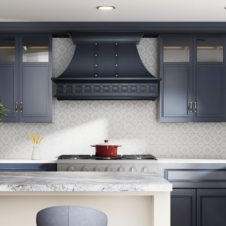 USA Premium Copper Range Hood with Pattern Apron URHC-07