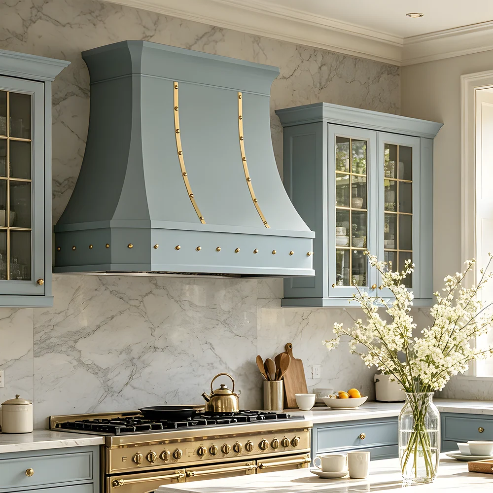Summertime Renovation Ideas with a Baby Blue Stainless Steel Range Hood