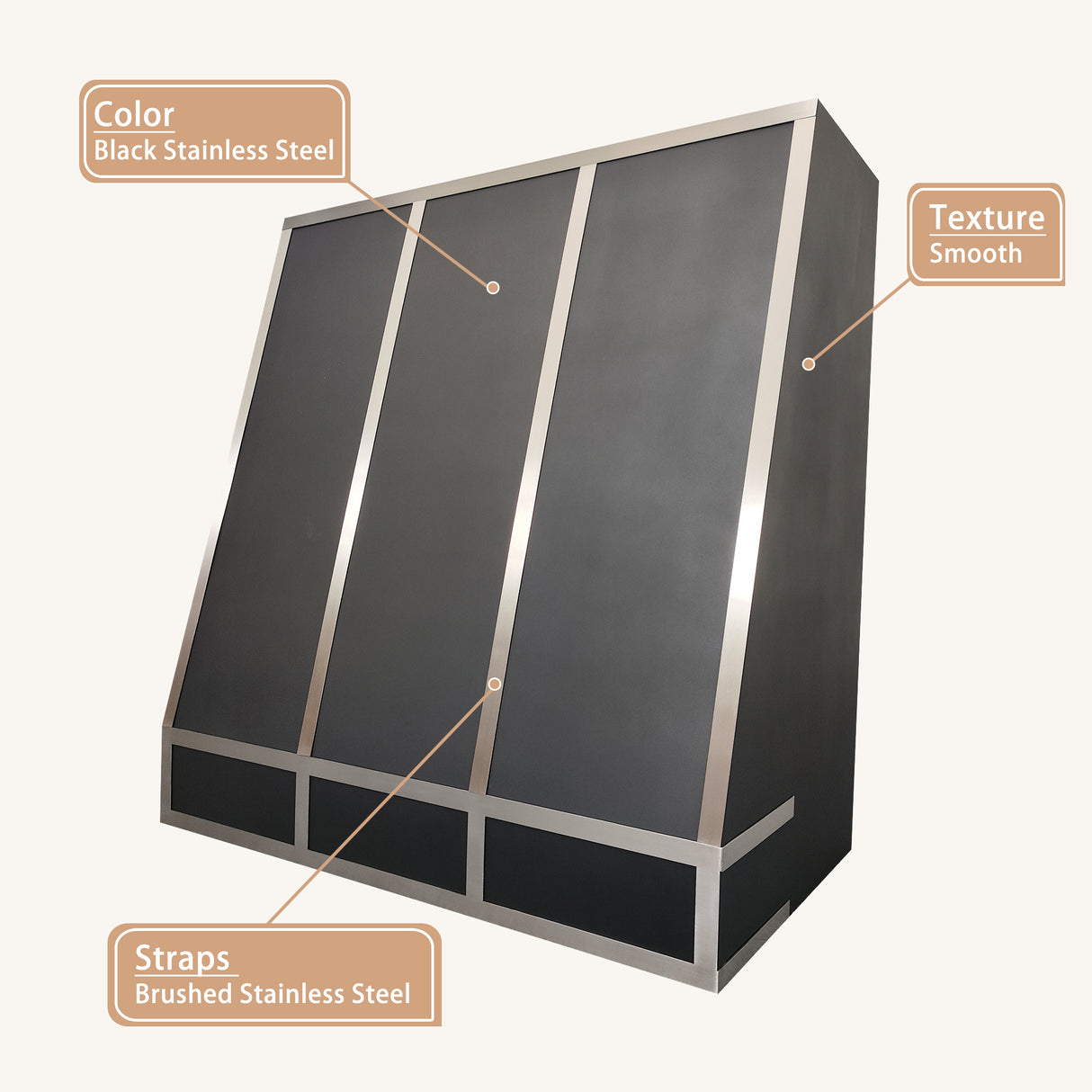 USA Modern Sloped Stainless Steel Range Hood with Straps URHS-65