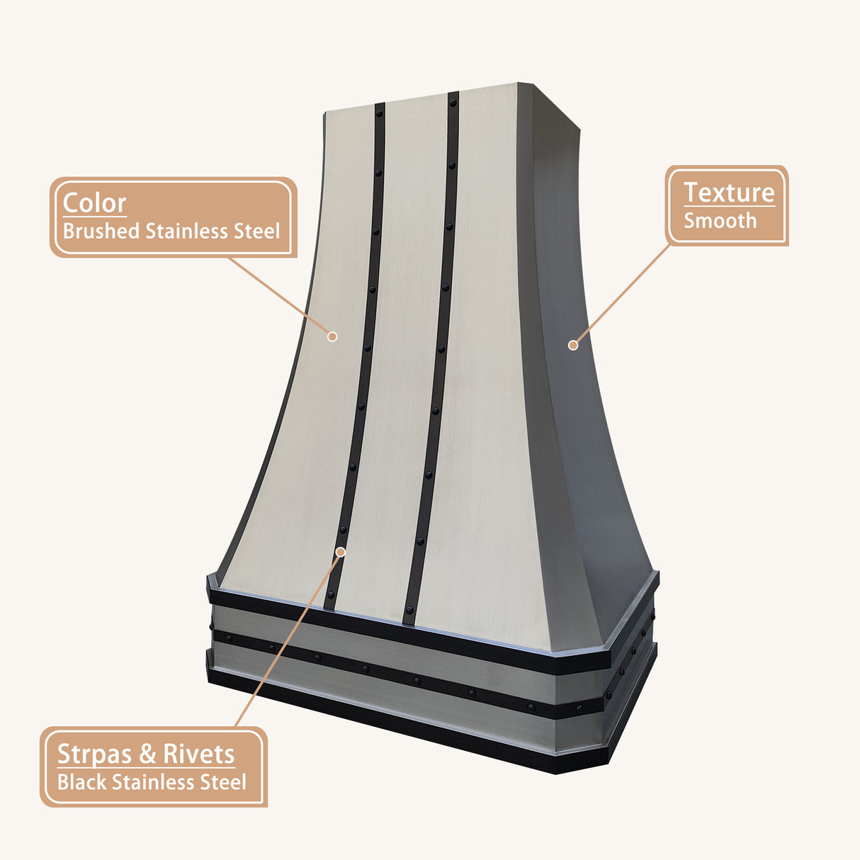 USA Custom Metal Kitchen Hood Stainless Steel Finish URHS-48