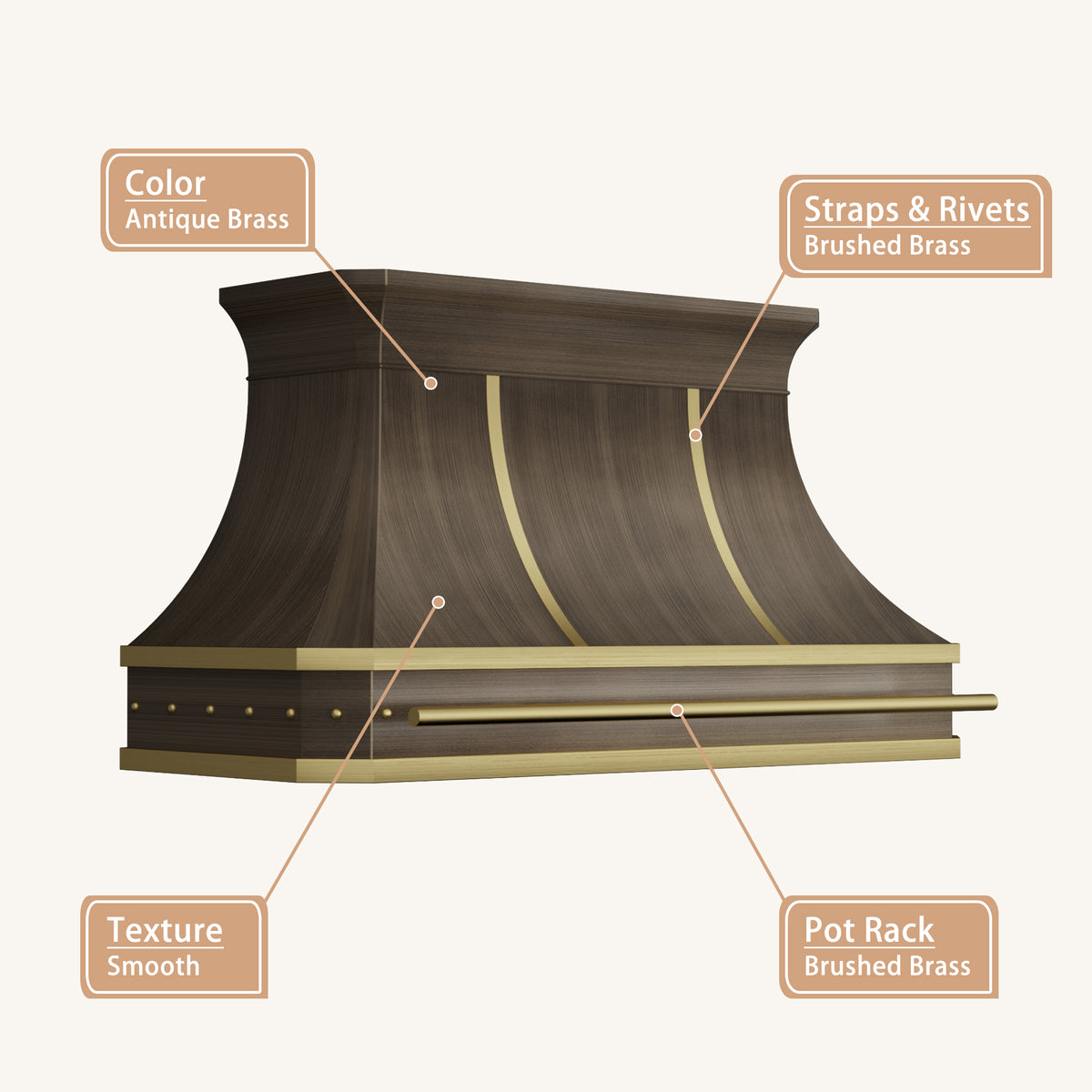USA Designer Handcrafted Antique Brass Exhaust Hood URHB-162