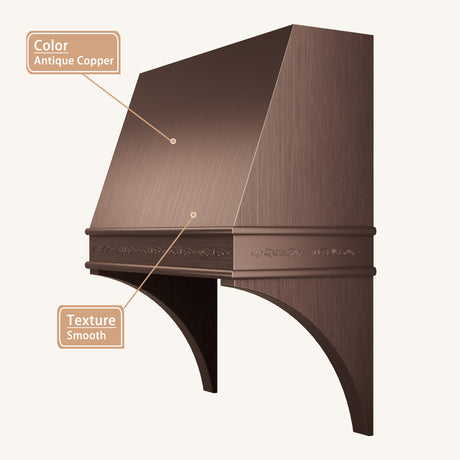 USA Retro Copper Custom Kitchen Hood with Apron URHC-13